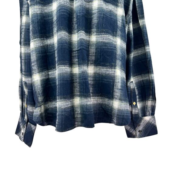 Scotch Soda Blue Plaid Cropped Flannel Top Women Sz XL Tomboy Femm Mountain Town - Picture 13 of 16